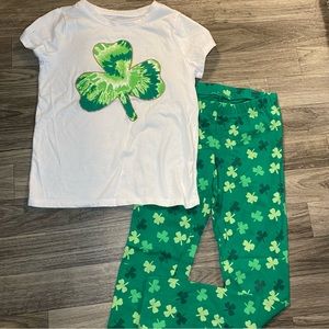 Girls Green Clover St Patrick’s Day Outfit Set